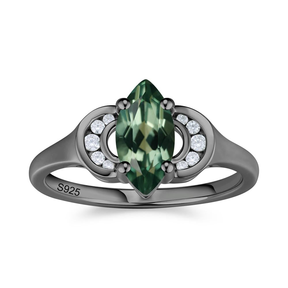 Romantic Lunar Halo Marquise Mystic Topaz Ring for Her - LUO Jewelry #gemstone_Green Sapphire