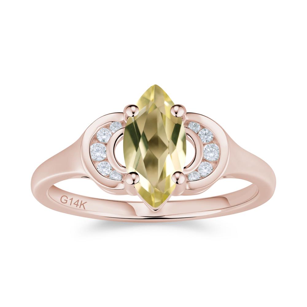 Romantic Lunar Halo Marquise Mystic Topaz Ring for Her - LUO Jewelry #gemstone_Lemon Quartz
