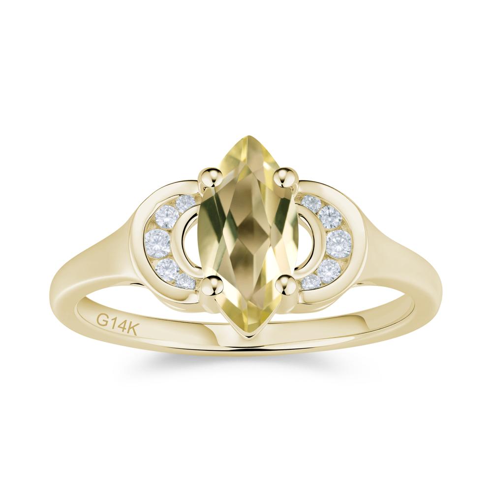 Romantic Lunar Halo Marquise Mystic Topaz Ring for Her - LUO Jewelry #gemstone_Lemon Quartz