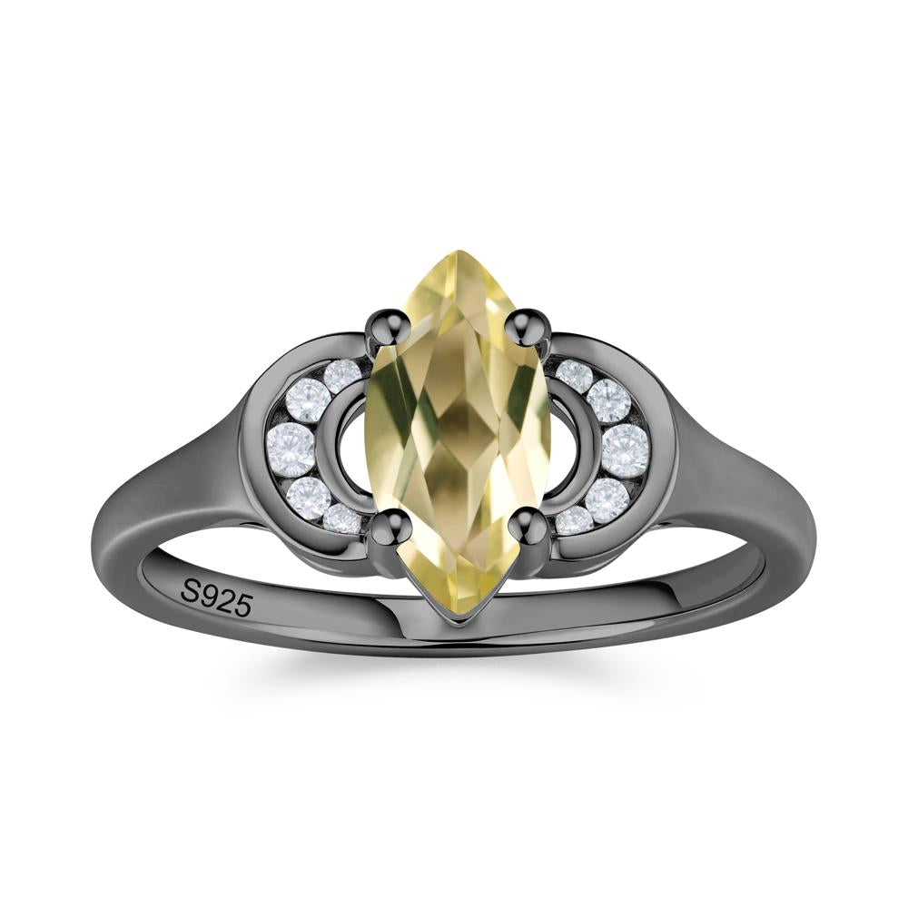 Romantic Lunar Halo Marquise Mystic Topaz Ring for Her - LUO Jewelry #gemstone_Lemon Quartz