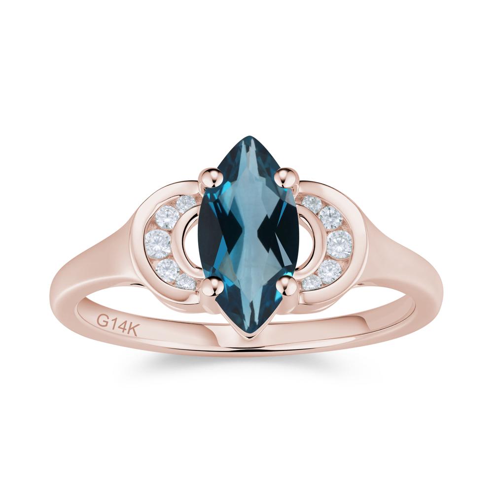 Romantic Lunar Halo Marquise Mystic Topaz Ring for Her - LUO Jewelry #gemstone_London Blue Topaz