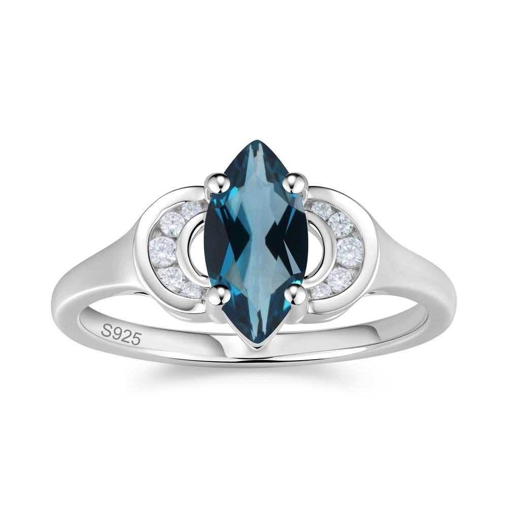 Romantic Lunar Halo Marquise Mystic Topaz Ring for Her - LUO Jewelry #gemstone_London Blue Topaz