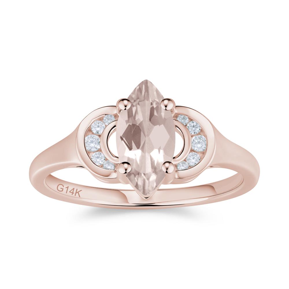 Romantic Lunar Halo Marquise Mystic Topaz Ring for Her - LUO Jewelry #gemstone_Morganite