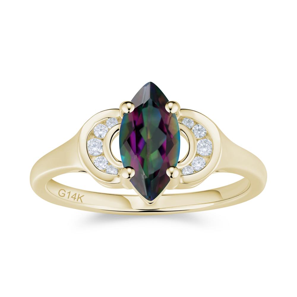 Romantic Lunar Halo Marquise Mystic Topaz Ring for Her - LUO Jewelry #gemstone_Mystic Topaz