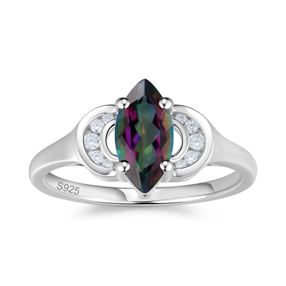 Romantic Lunar Halo Marquise Mystic Topaz Ring for Her - LUO Jewelry #gemstone_Mystic Topaz
