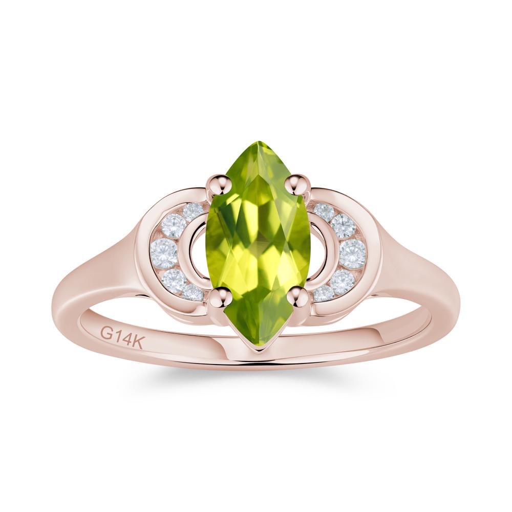 Romantic Lunar Halo Marquise Mystic Topaz Ring for Her - LUO Jewelry #gemstone_Peridot
