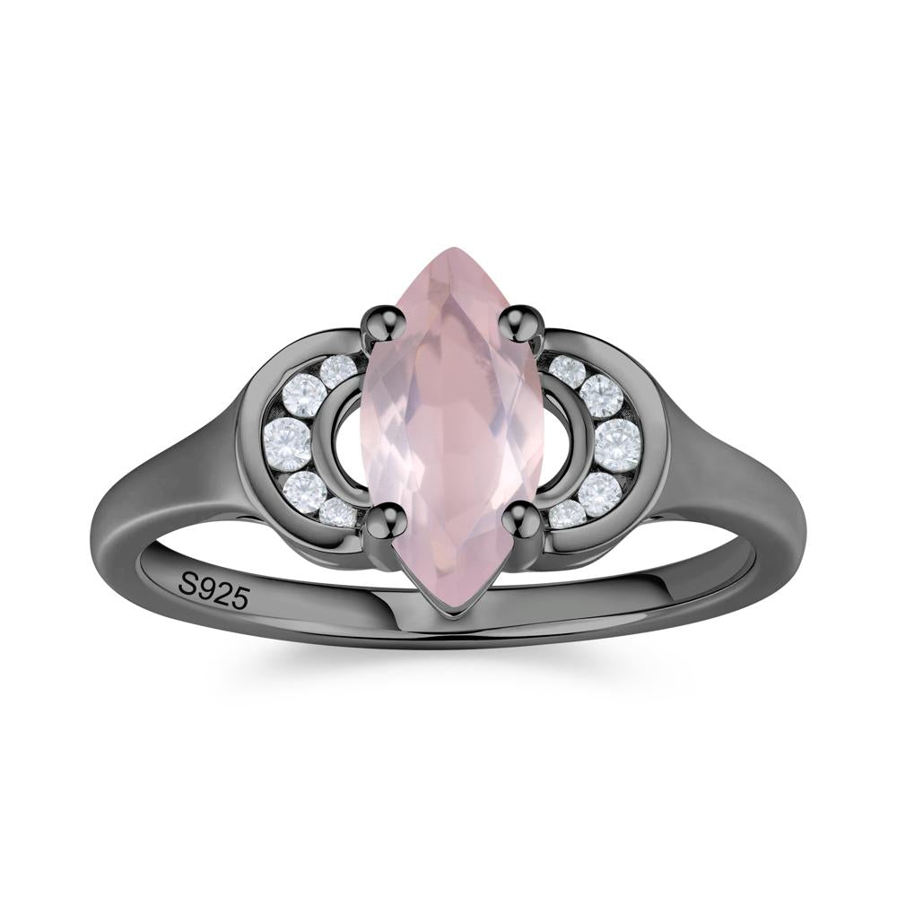 Romantic Lunar Halo Marquise Mystic Topaz Ring for Her - LUO Jewelry #gemstone_Rose Quartz