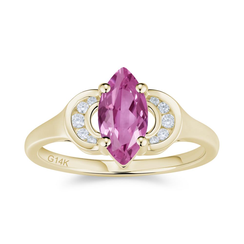 Romantic Lunar Halo Marquise Mystic Topaz Ring for Her - LUO Jewelry #gemstone_Pink Sapphire