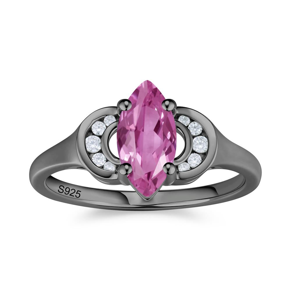 Romantic Lunar Halo Marquise Mystic Topaz Ring for Her - LUO Jewelry #gemstone_Pink Sapphire