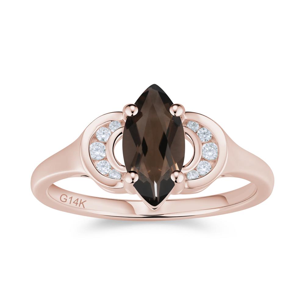 Romantic Lunar Halo Marquise Mystic Topaz Ring for Her - LUO Jewelry #gemstone_Smoky Quartz