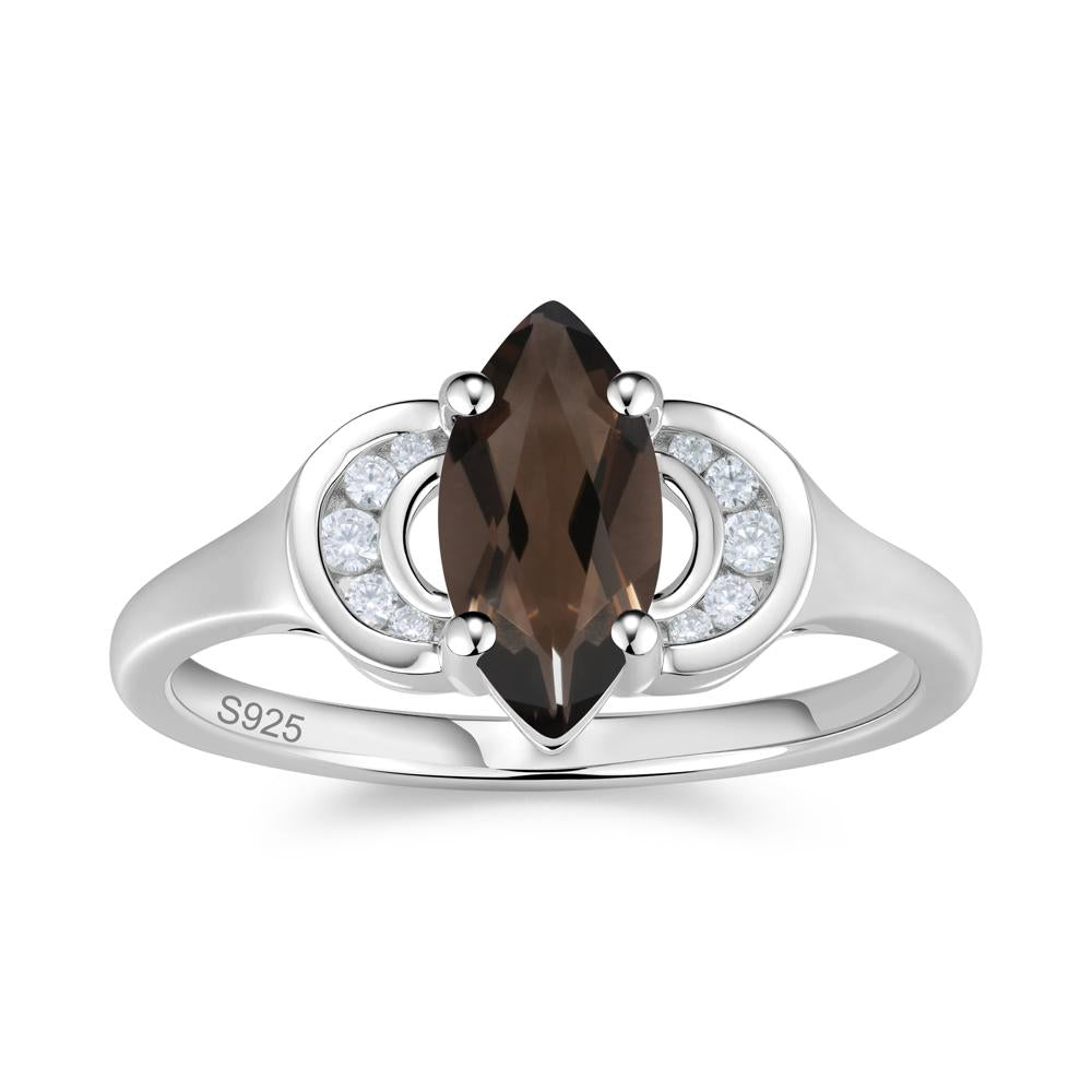 Romantic Lunar Halo Marquise Mystic Topaz Ring for Her - LUO Jewelry #gemstone_Smoky Quartz