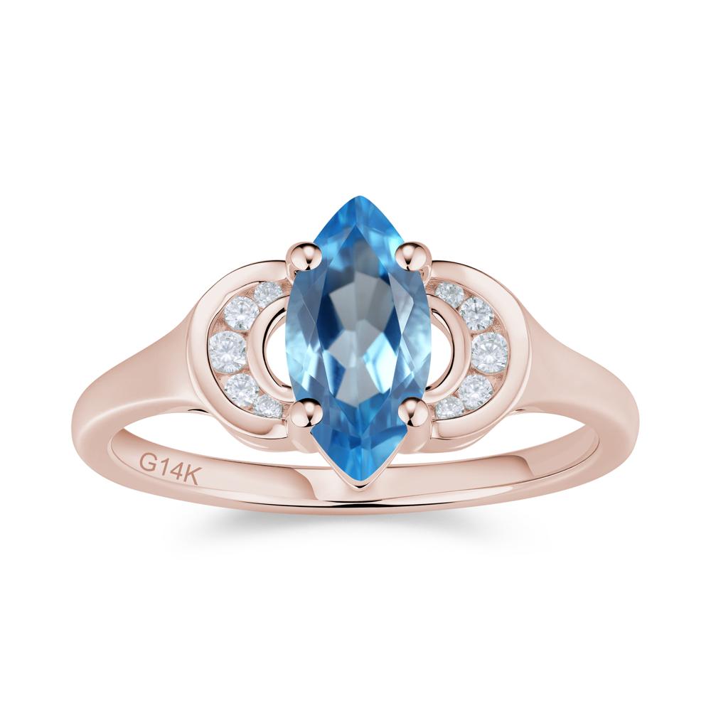 Romantic Lunar Halo Marquise Mystic Topaz Ring for Her - LUO Jewelry #gemstone_Swiss Blue Topaz