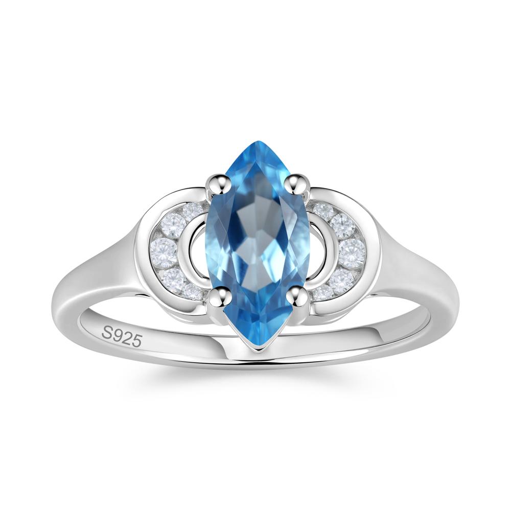 Romantic Lunar Halo Marquise Mystic Topaz Ring for Her - LUO Jewelry #gemstone_Swiss Blue Topaz