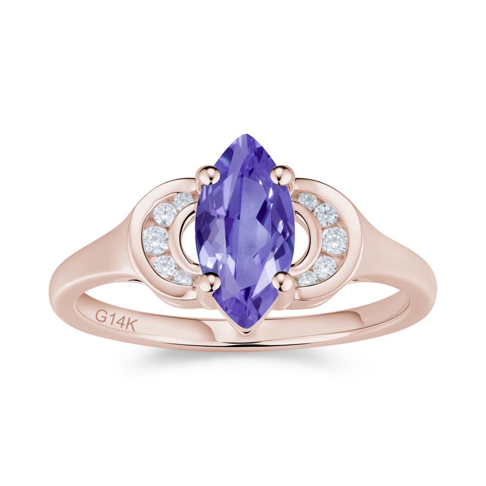 Romantic Lunar Halo Marquise Mystic Topaz Ring for Her - LUO Jewelry #gemstone_Tanzanite
