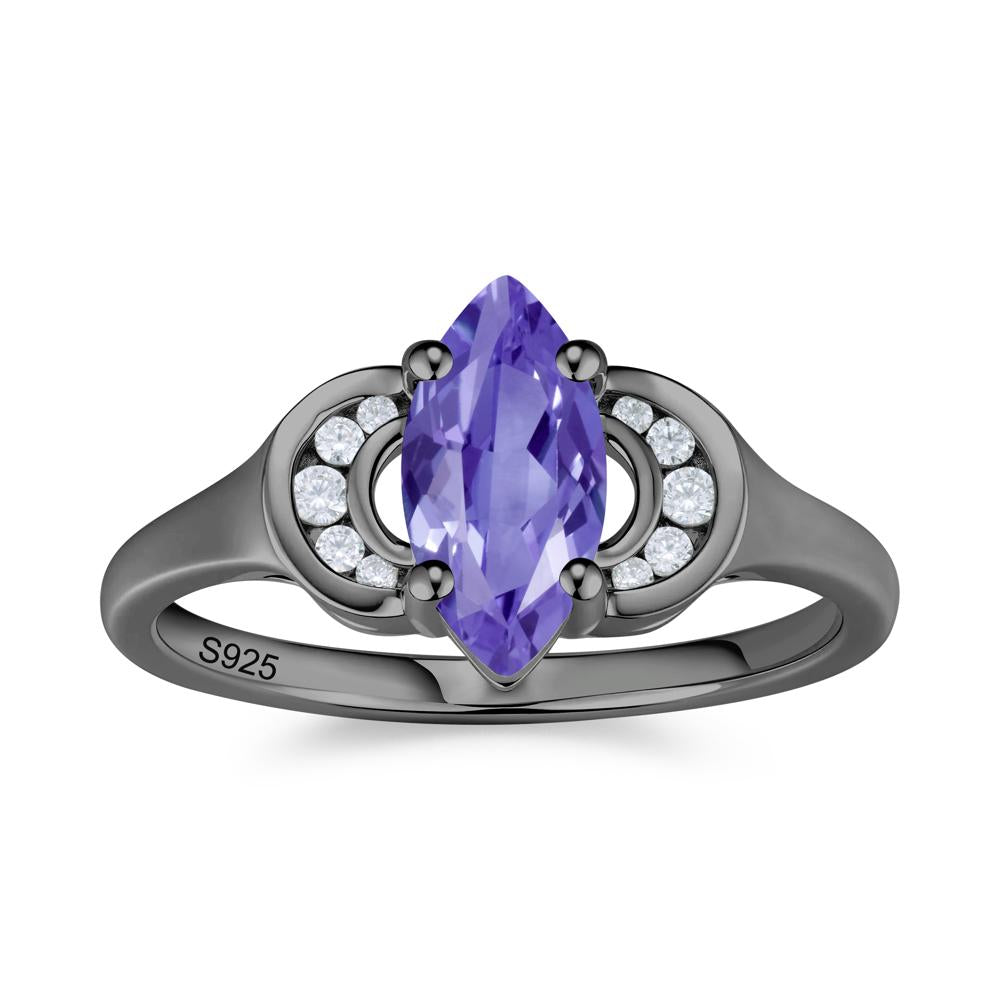 Romantic Lunar Halo Marquise Mystic Topaz Ring for Her - LUO Jewelry #gemstone_Tanzanite