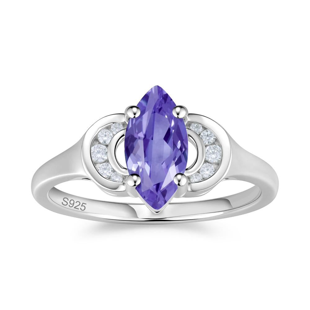 Romantic Lunar Halo Marquise Mystic Topaz Ring for Her - LUO Jewelry #gemstone_Tanzanite