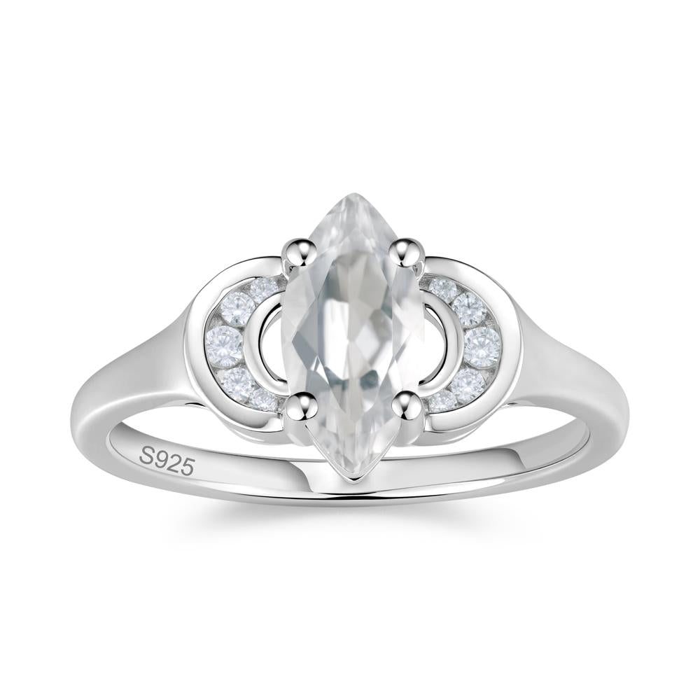Romantic Lunar Halo Marquise Mystic Topaz Ring for Her - LUO Jewelry #gemstone_White Topaz