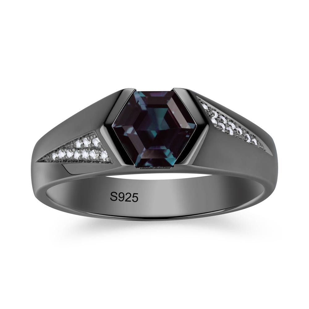 Men's Geometric Alexandrite Hexagon Ring - LUO Jewelry #gemstone_Alexandrite