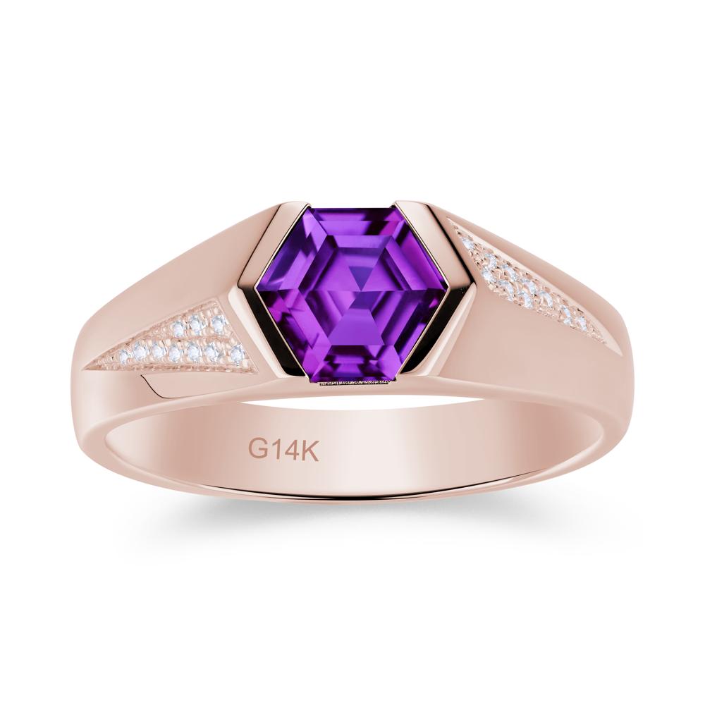 Men's Geometric Alexandrite Hexagon Ring - LUO Jewelry #gemstone_Amethyst
