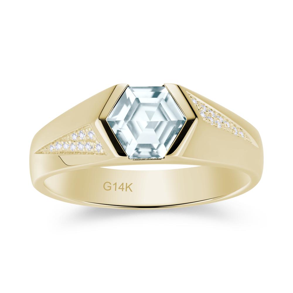 Men's Geometric Alexandrite Hexagon Ring - LUO Jewelry #gemstone_Aquamarine
