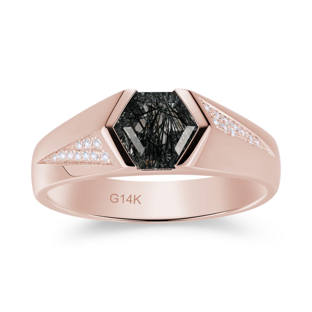 Men's Geometric Alexandrite Hexagon Ring - LUO Jewelry #gemstone_Black Rutilated Quartz