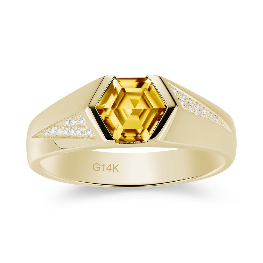 Men's Geometric Alexandrite Hexagon Ring - LUO Jewelry #gemstone_Citrine