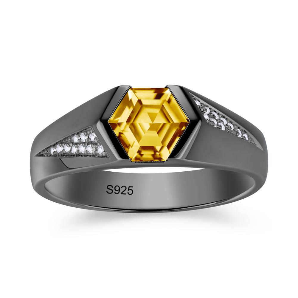 Men's Geometric Alexandrite Hexagon Ring - LUO Jewelry #gemstone_Citrine