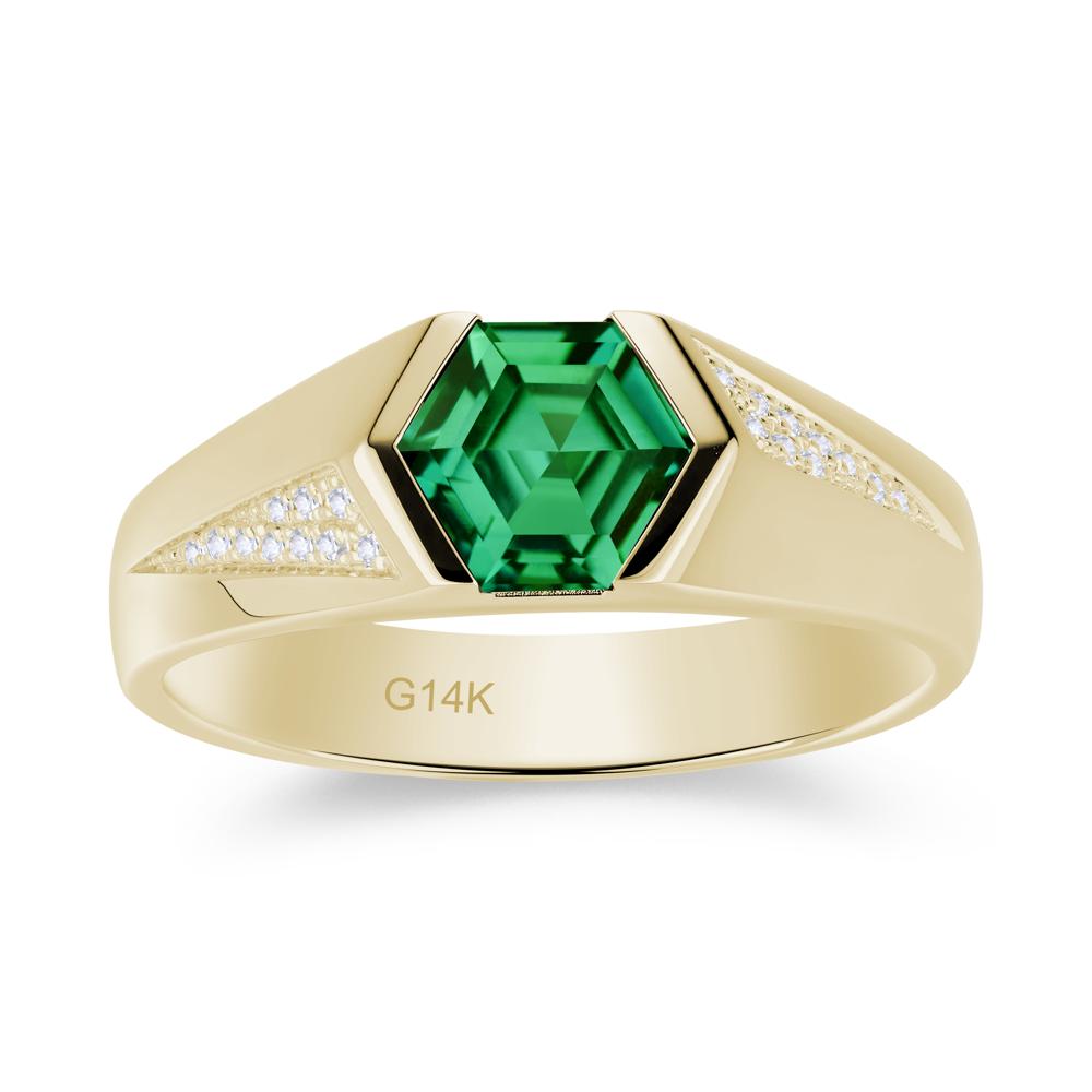 Men's Geometric Alexandrite Hexagon Ring - LUO Jewelry #gemstone_Emerald