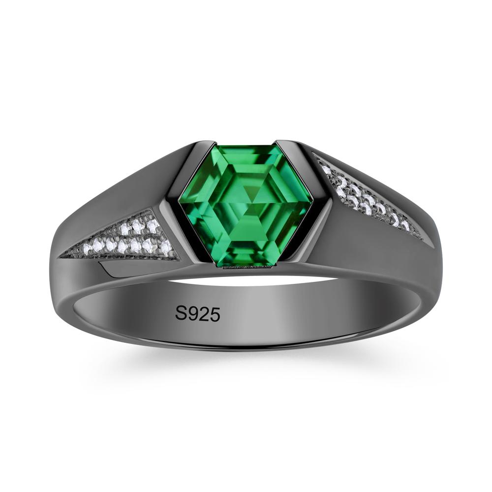 Men's Geometric Alexandrite Hexagon Ring - LUO Jewelry #gemstone_Emerald