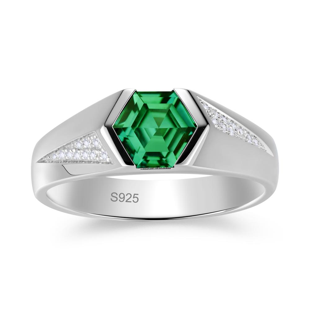 Men's Geometric Alexandrite Hexagon Ring - LUO Jewelry #gemstone_Emerald