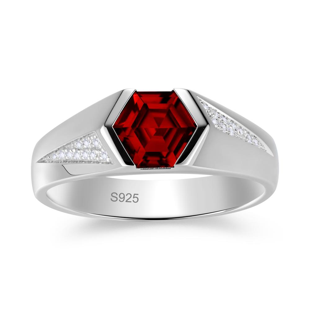Men's Geometric Alexandrite Hexagon Ring - LUO Jewelry #gemstone_Garnet