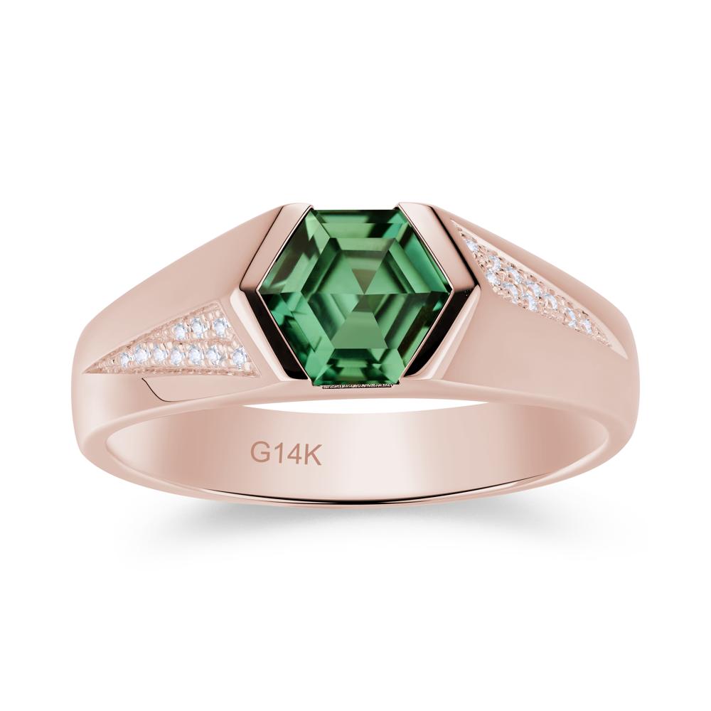Men's Geometric Alexandrite Hexagon Ring - LUO Jewelry #gemstone_Green Sapphire