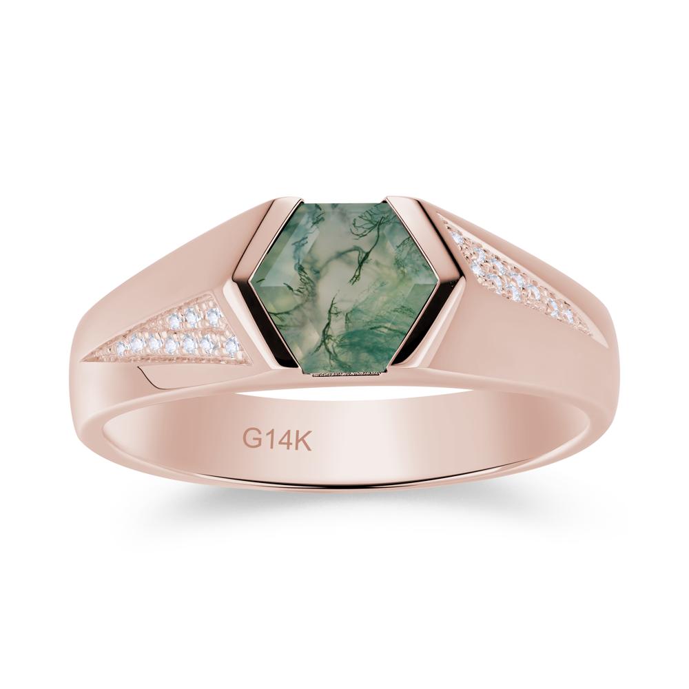 Men's Geometric Alexandrite Hexagon Ring - LUO Jewelry #gemstone_Moss Agate