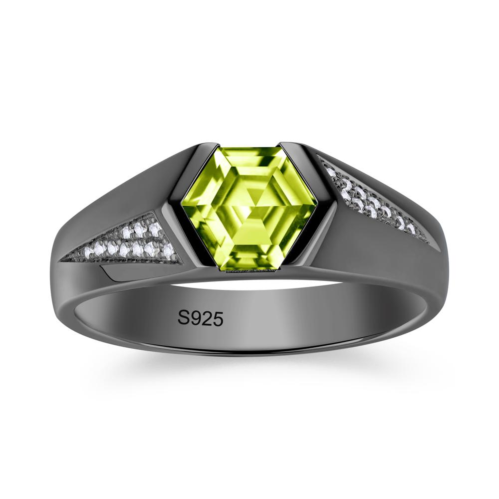 Men's Geometric Alexandrite Hexagon Ring - LUO Jewelry #gemstone_Peridot