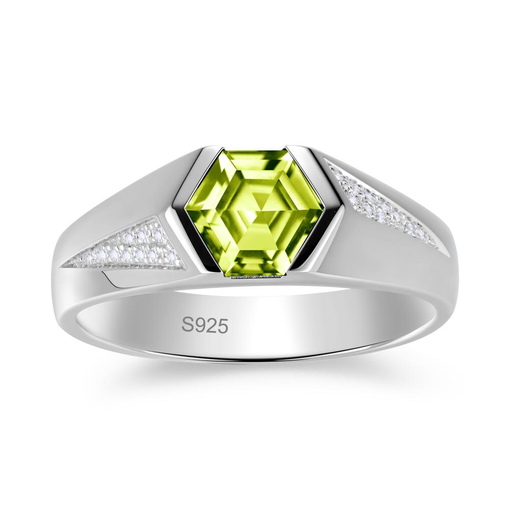 Men's Geometric Alexandrite Hexagon Ring - LUO Jewelry #gemstone_Peridot