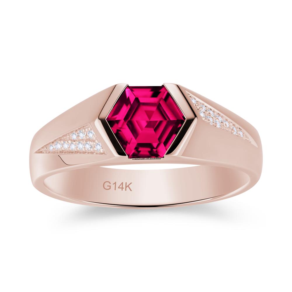 Men's Geometric Alexandrite Hexagon Ring - LUO Jewelry #gemstone_Ruby
