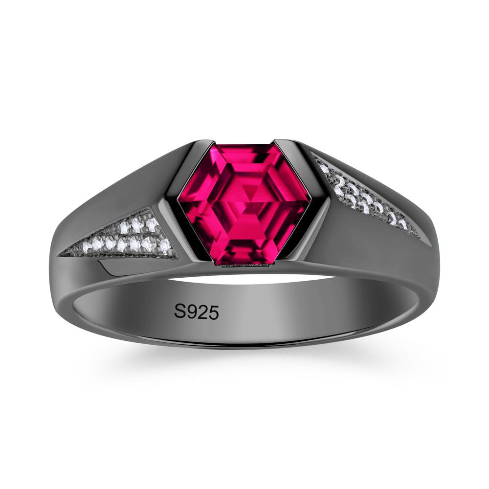 Men's Geometric Alexandrite Hexagon Ring - LUO Jewelry #gemstone_Ruby