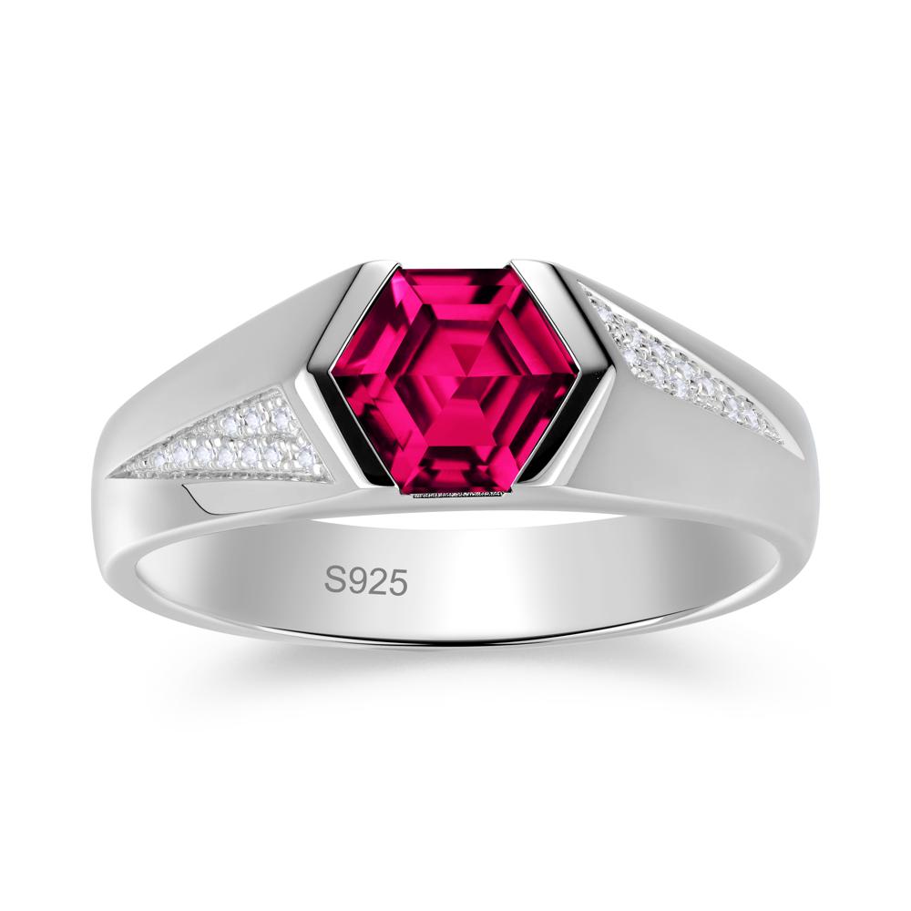 Men's Geometric Alexandrite Hexagon Ring - LUO Jewelry #gemstone_Ruby