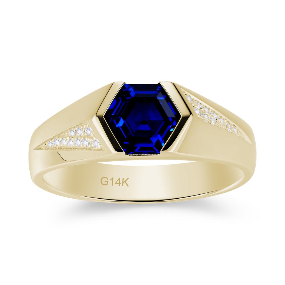Men's Geometric Alexandrite Hexagon Ring - LUO Jewelry #gemstone_Sapphire