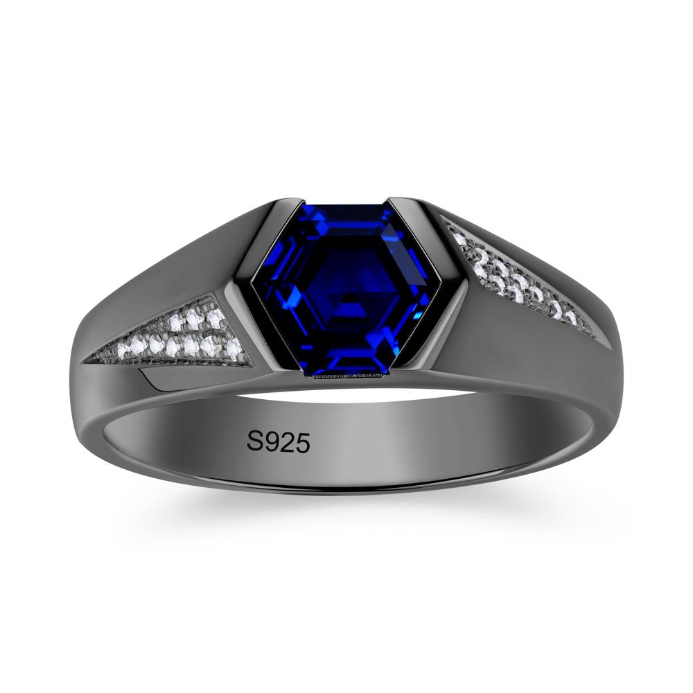 Men's Geometric Alexandrite Hexagon Ring - LUO Jewelry #gemstone_Sapphire