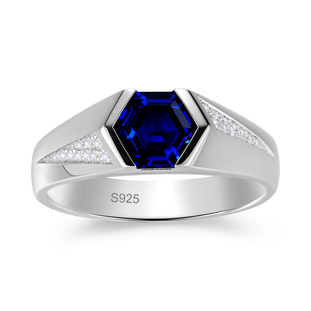 Men's Geometric Alexandrite Hexagon Ring - LUO Jewelry #gemstone_Sapphire
