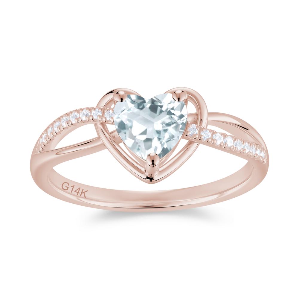 Heart Cut London Blue Topaz Twisted Split Shank Promise Ring - LUO Jewelry #gemstone_Aquamarine