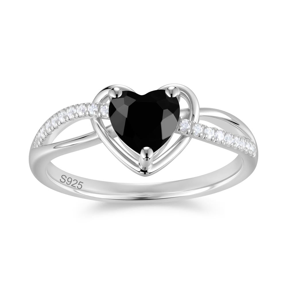 Heart Cut London Blue Topaz Twisted Split Shank Promise Ring - LUO Jewelry #gemstone_Black Spinel