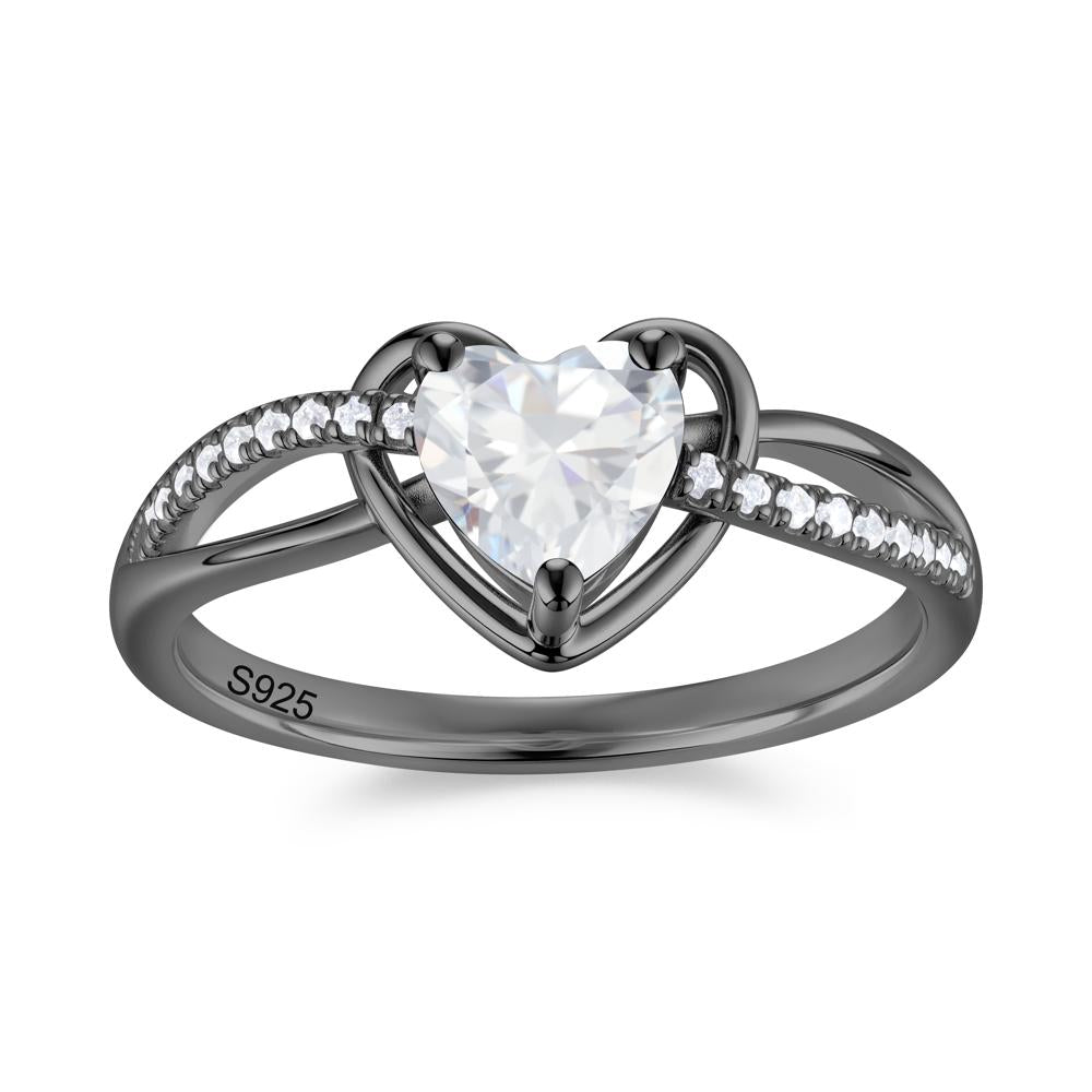 Heart Cut London Blue Topaz Twisted Split Shank Promise Ring - LUO Jewelry #gemstone_Cubic Zirconia