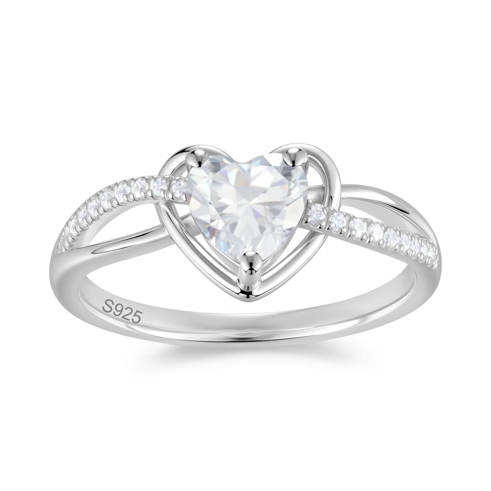 Heart Cut London Blue Topaz Twisted Split Shank Promise Ring - LUO Jewelry #gemstone_Cubic Zirconia