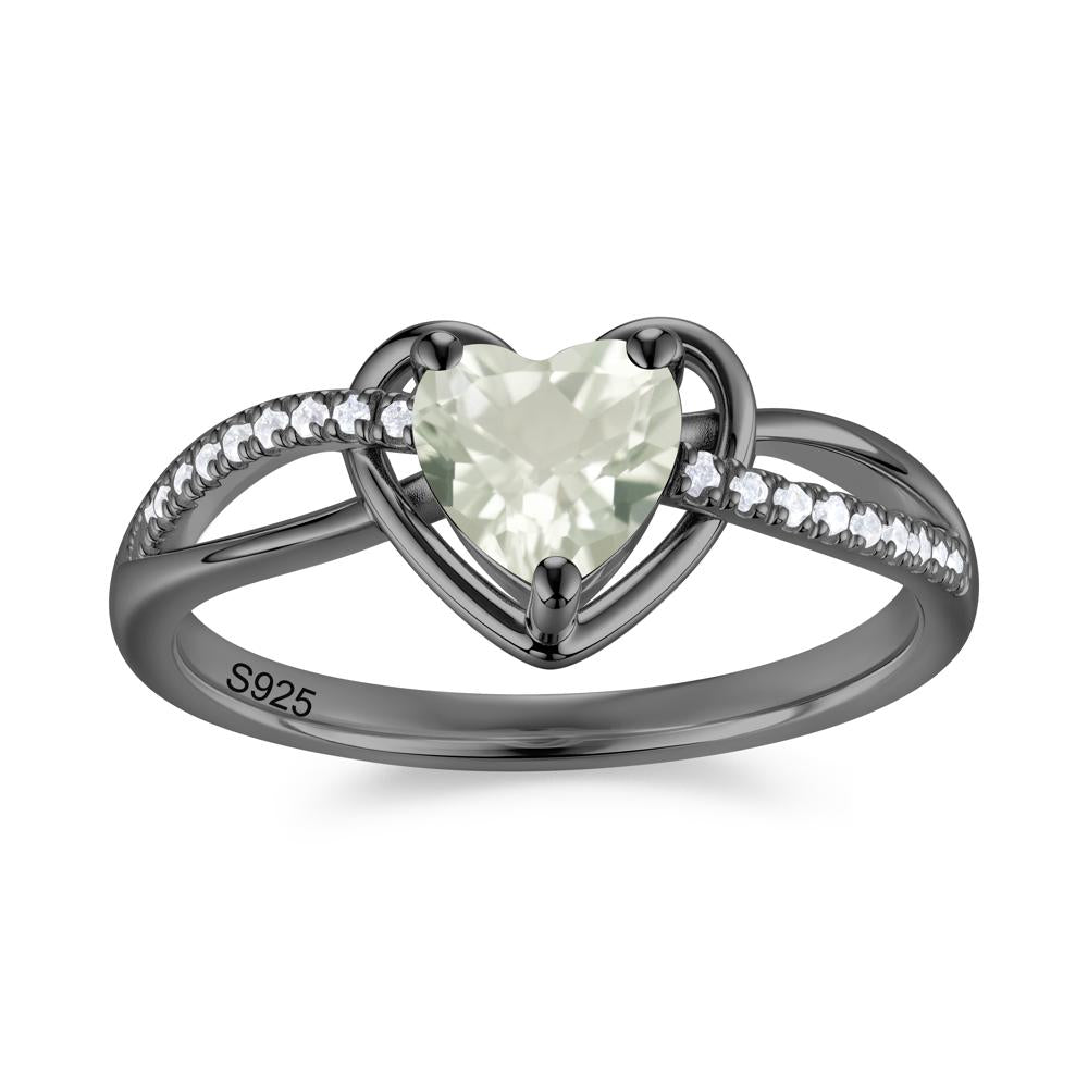 Heart Cut London Blue Topaz Twisted Split Shank Promise Ring - LUO Jewelry #gemstone_Green Amethyst
