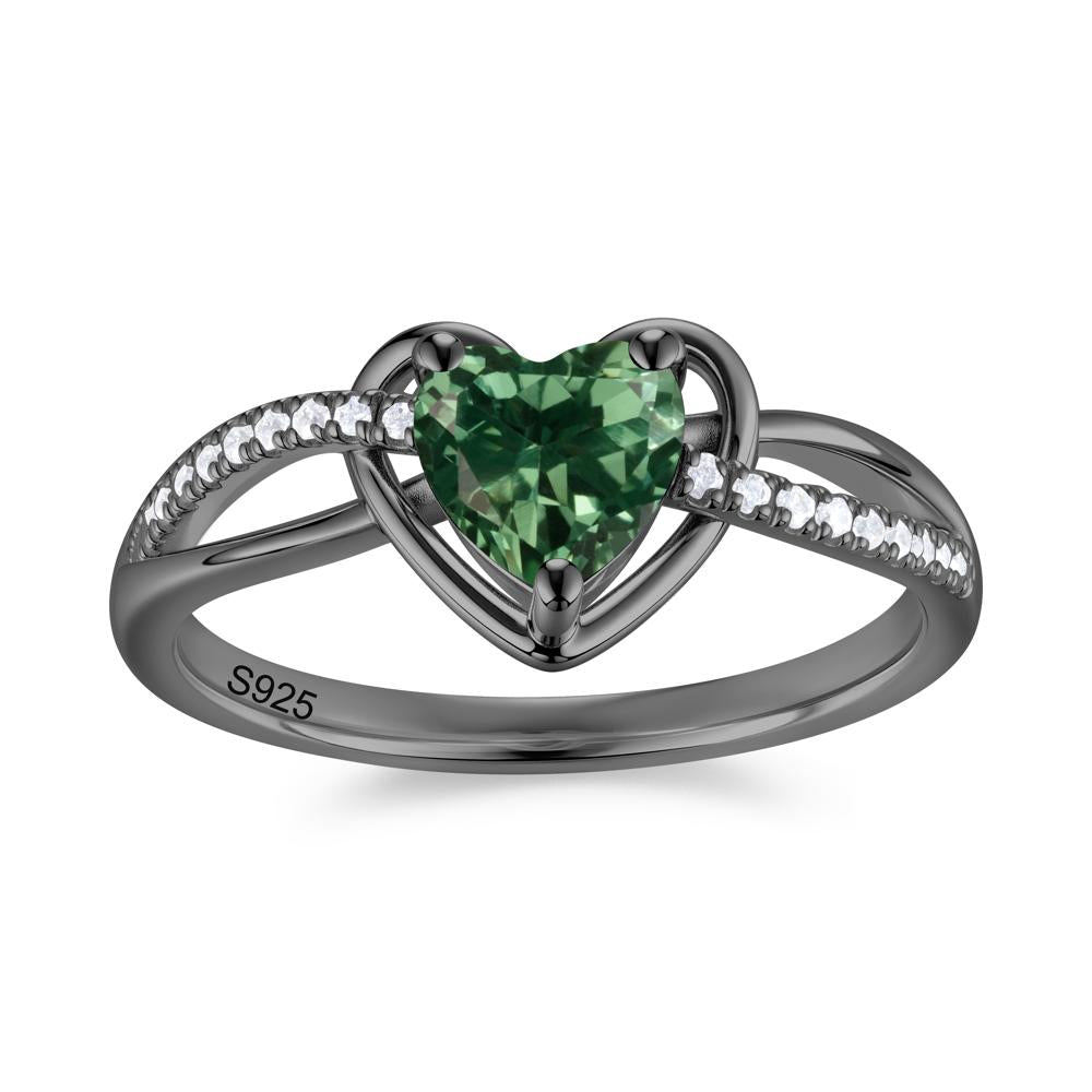 Heart Cut London Blue Topaz Twisted Split Shank Promise Ring - LUO Jewelry #gemstone_Green Sapphire