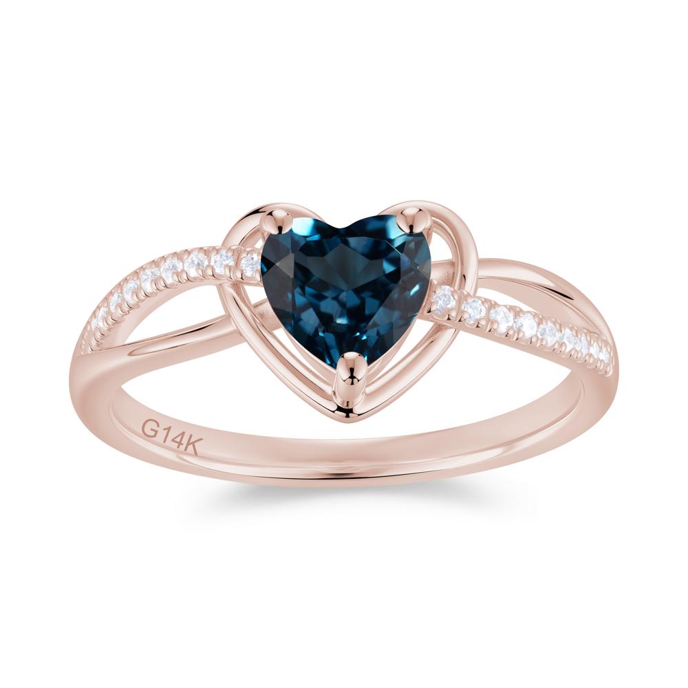 Heart Cut London Blue Topaz Twisted Split Shank Promise Ring - LUO Jewelry #gemstone_London Blue Topaz
