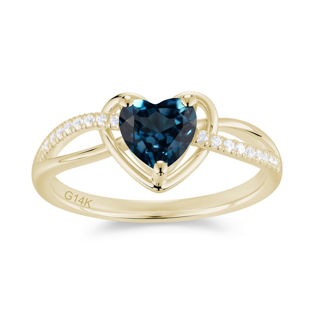 Heart Cut London Blue Topaz Twisted Split Shank Promise Ring - LUO Jewelry #gemstone_London Blue Topaz