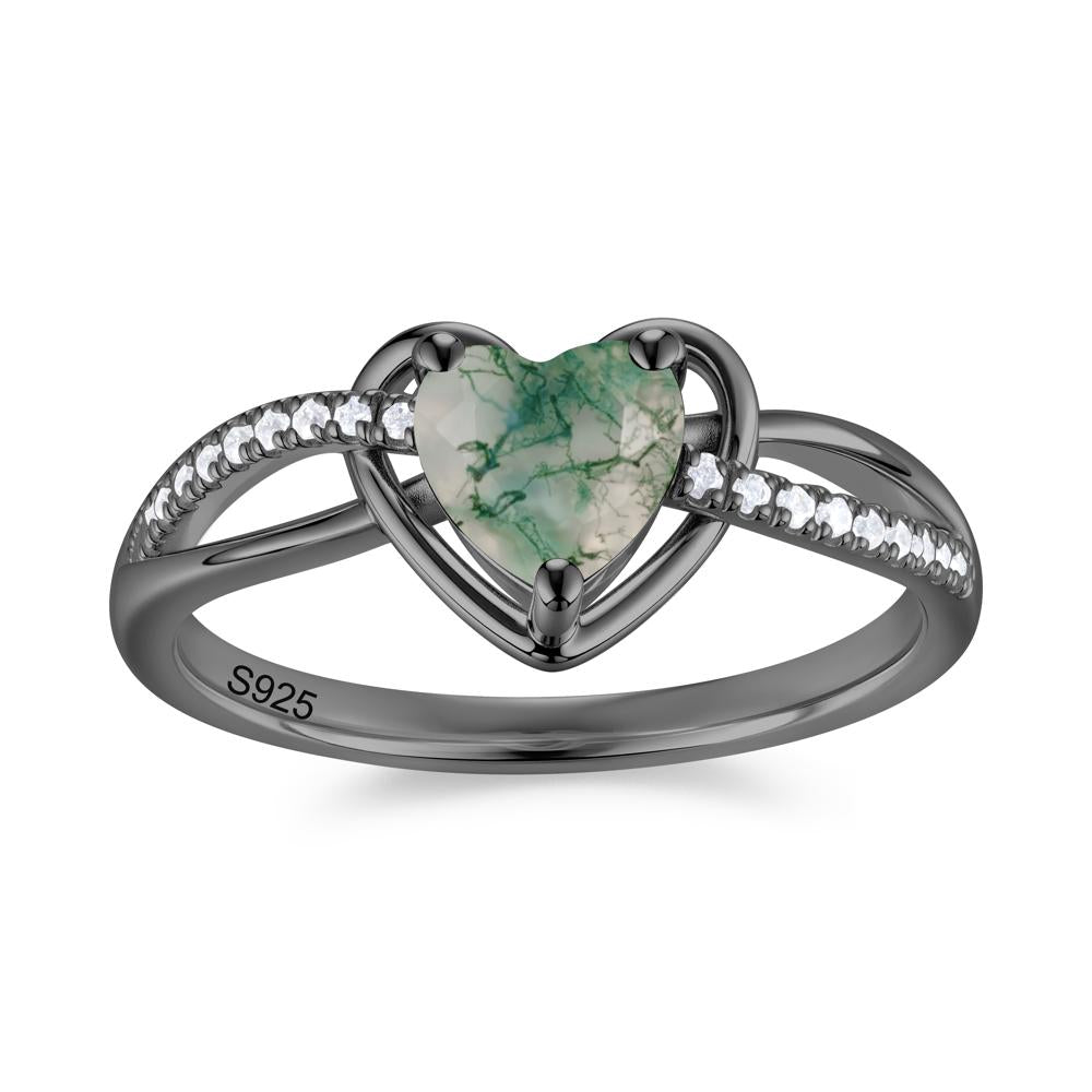 Heart Cut London Blue Topaz Twisted Split Shank Promise Ring - LUO Jewelry #gemstone_Moss Agate